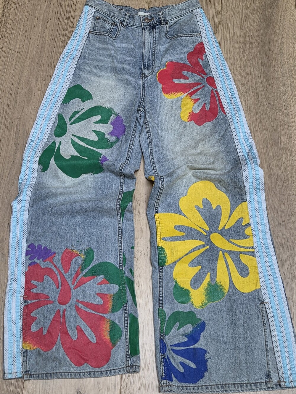 Urban Outfitters BDG 90s Skater Baggy Hibiscus Floral Wide Leg Jeans Size 28